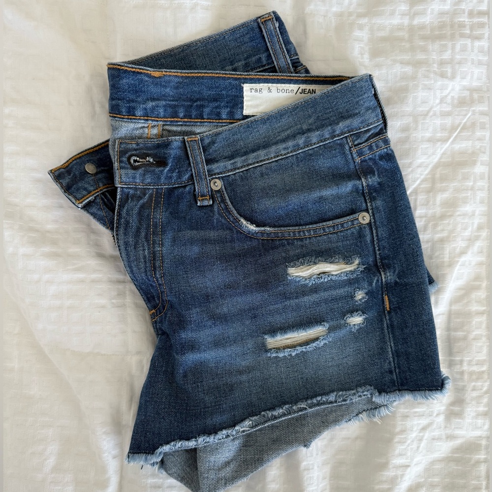 Rag & Bone Women's Blue Distressed Denim Shorts